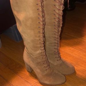 Tan heeled boots